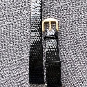 Genuine black leather STULLER Size 12 watchband